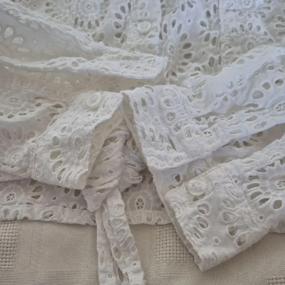 Guess White Embroidered Eyelet Button-Down Shirt - Picture 12 of 16